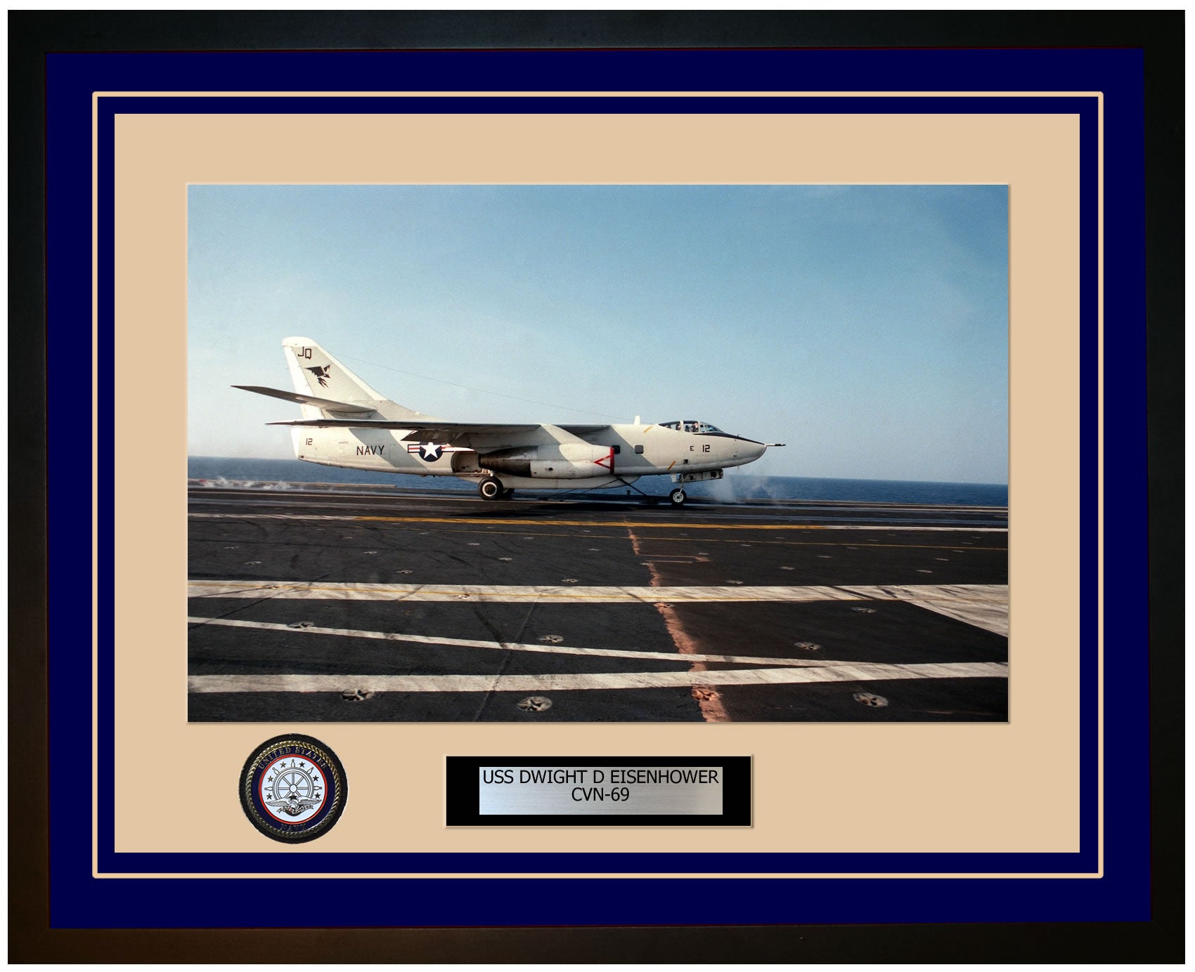 USS DWIGHT D EISENHOWER CVN-69 Framed Navy Ship Photo Blue