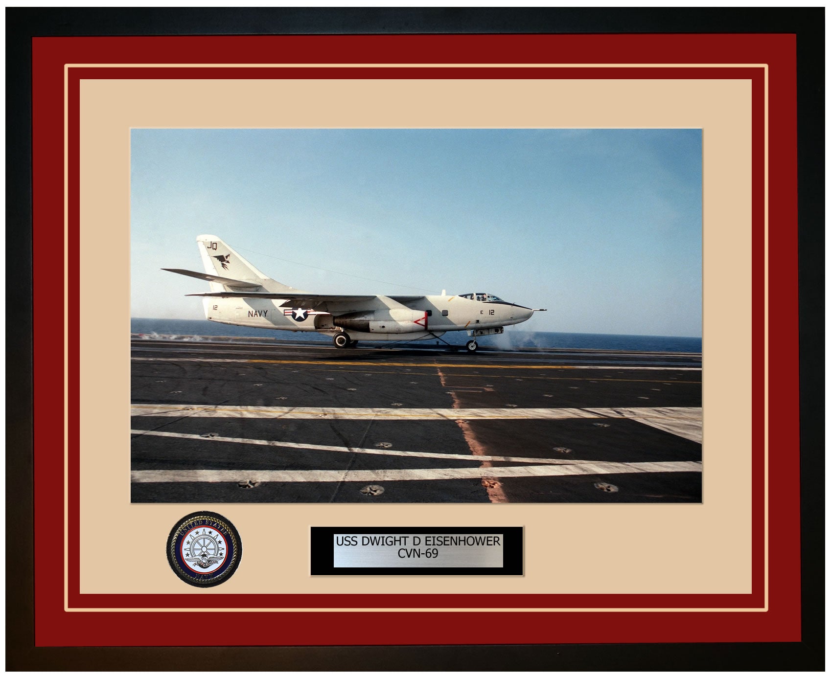 USS DWIGHT D EISENHOWER CVN-69 Framed Navy Ship Photo Burgundy