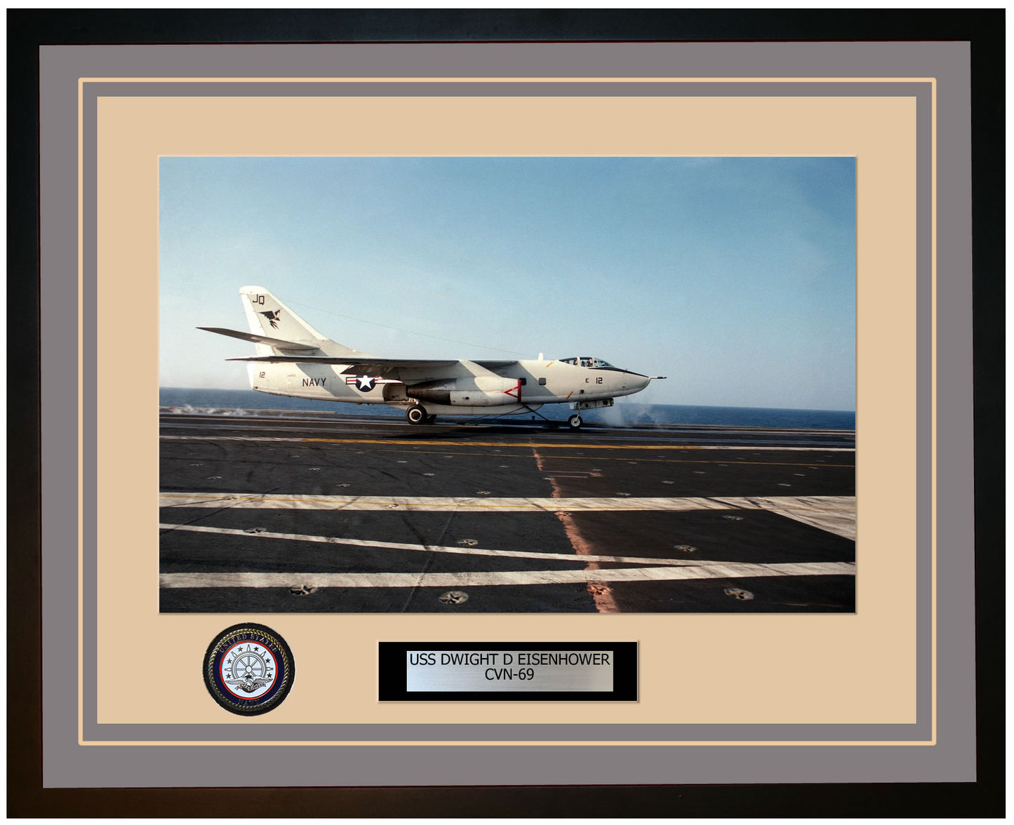 USS DWIGHT D EISENHOWER CVN-69 Framed Navy Ship Photo Grey