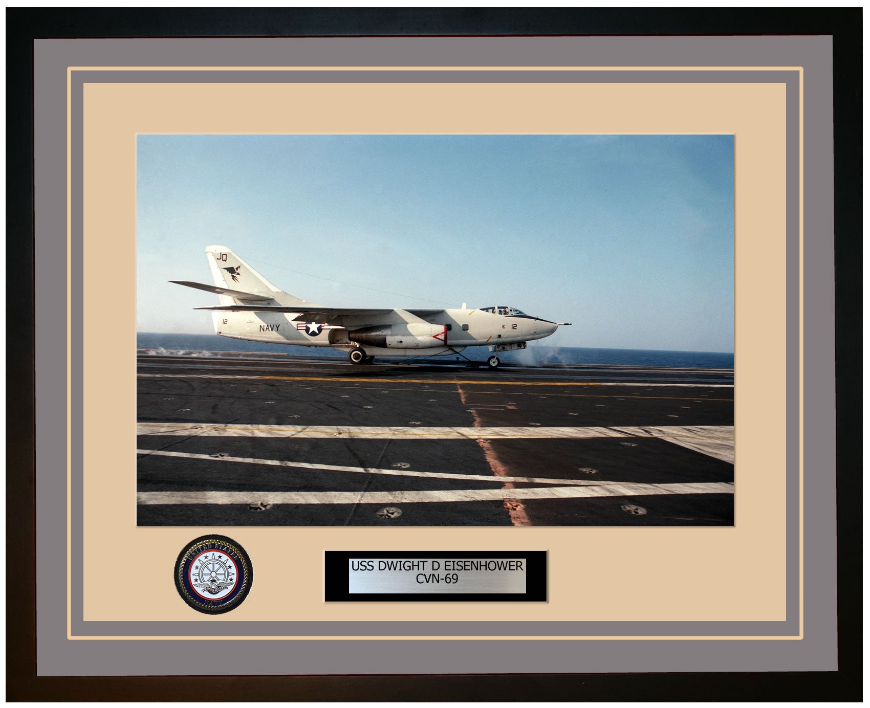 USS DWIGHT D EISENHOWER CVN-69 Framed Navy Ship Photo Grey