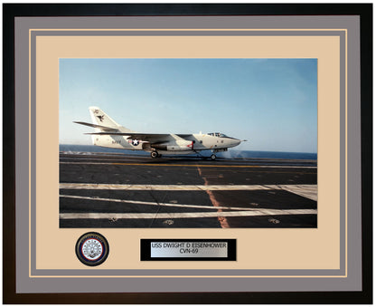 USS DWIGHT D EISENHOWER CVN-69 Framed Navy Ship Photo Grey