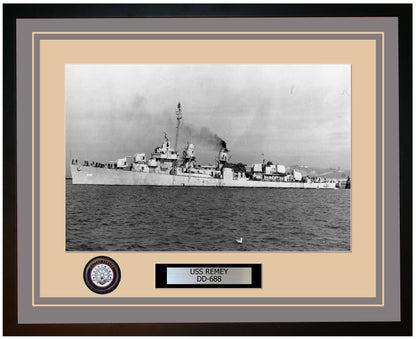 USS REMEY DD-688 Framed Navy Ship Photo Grey