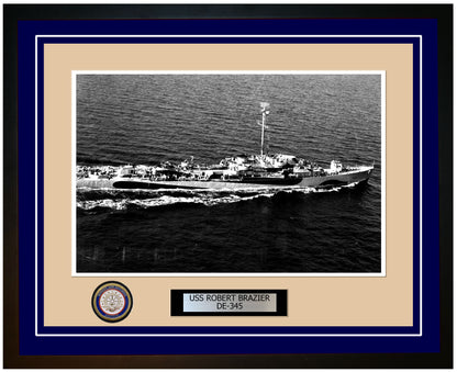 USS Robert Brazier DE-345 Framed Navy Ship Photo Blue