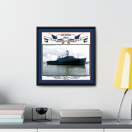 USS Austin LPD-4 Navy Floating Frame Photo Desk View