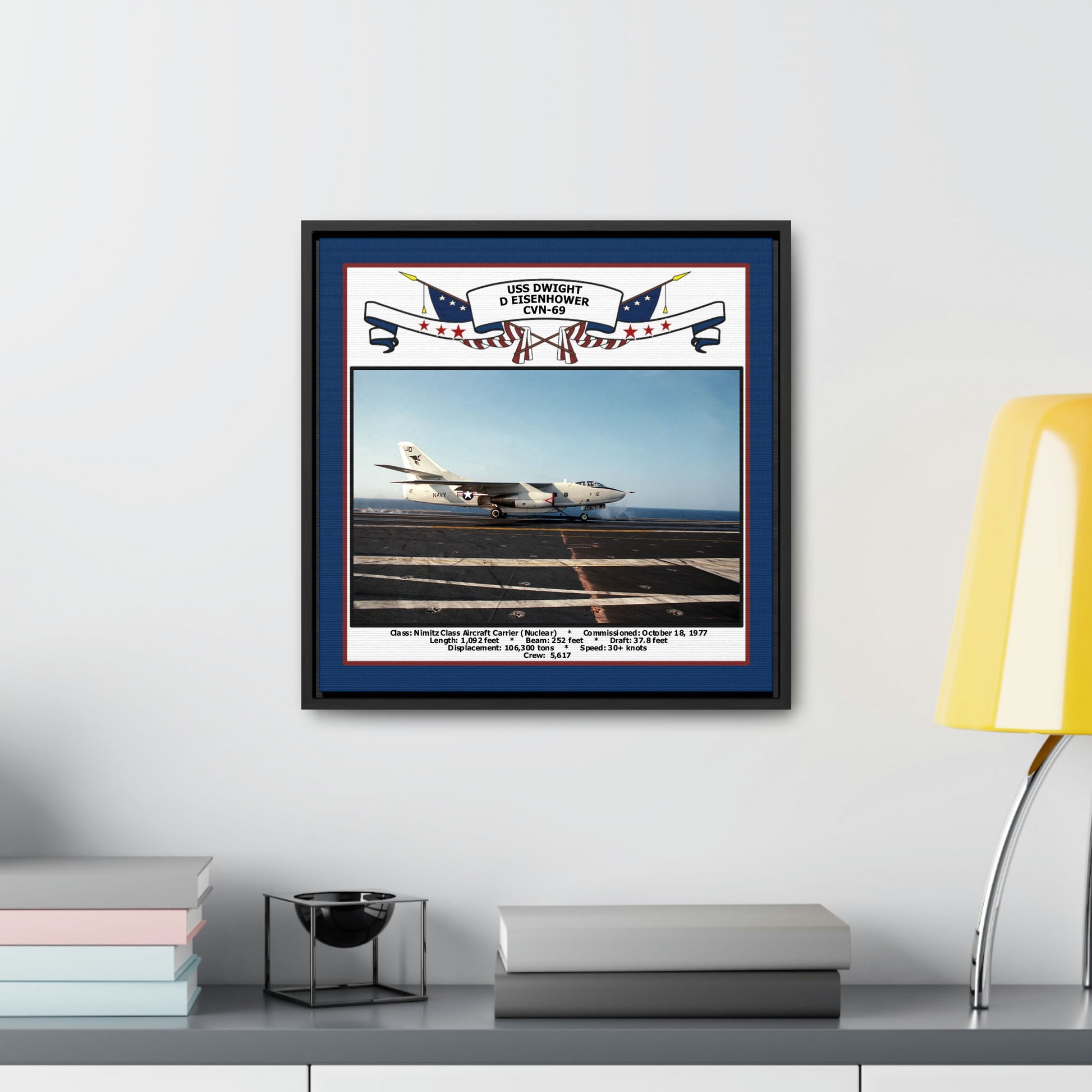 USS Dwight D Eisenhower CVN-69 Navy Floating Frame Photo Desk View