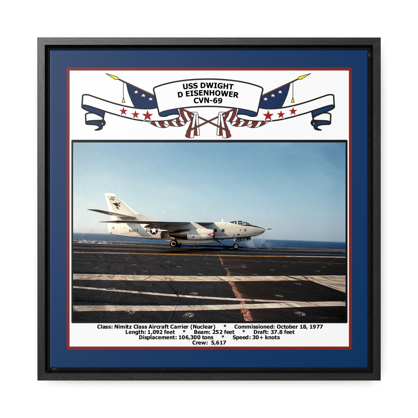 USS Dwight D Eisenhower CVN-69 Navy Floating Frame Photo Front View