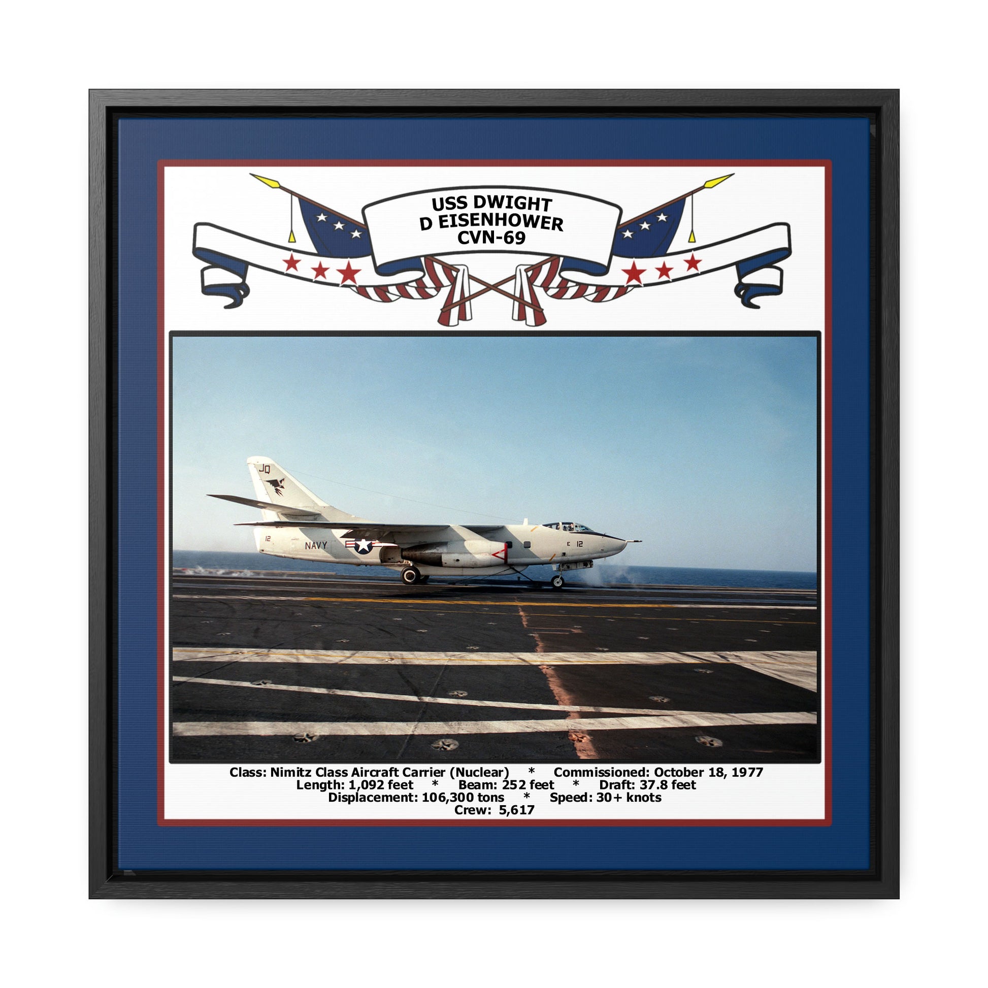 USS Dwight D Eisenhower CVN-69 Navy Floating Frame Photo Front View