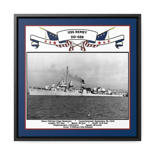 USS Remey DD-688 Navy Floating Frame Photo Front View