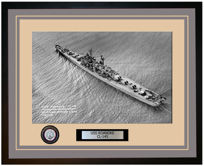 USS ROANOKE CL-145 Framed Navy Ship Photo Grey