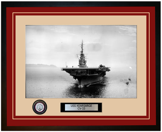 USS KEARSARGE CV-33 Framed Navy Ship Photo Burgundy