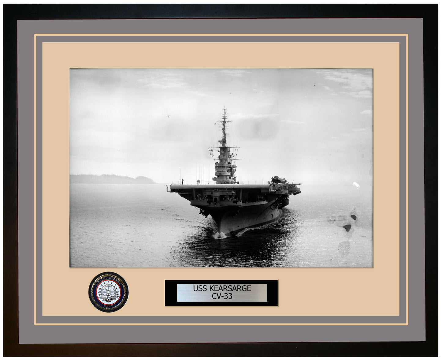 USS KEARSARGE CV-33 Framed Navy Ship Photo Grey