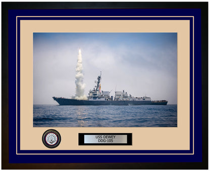 USS DEWEY DDG-105 Framed Navy Ship Photo Blue