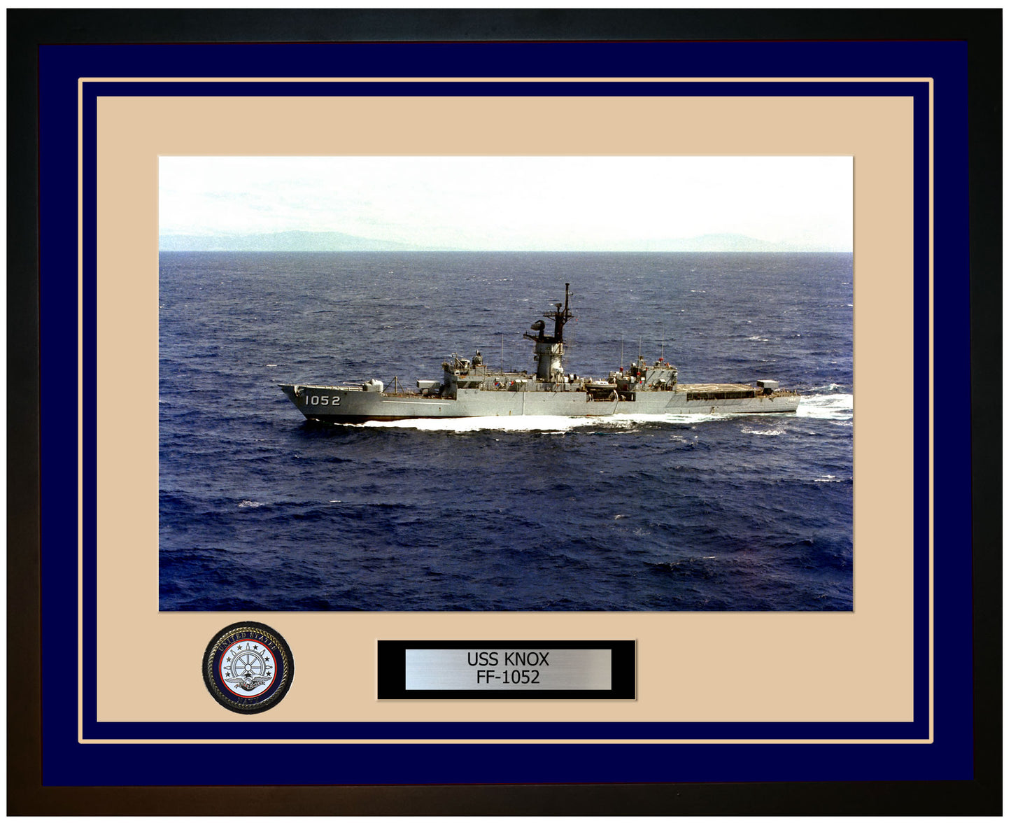 USS KNOX FF-1052 Framed Navy Ship Photo Blue