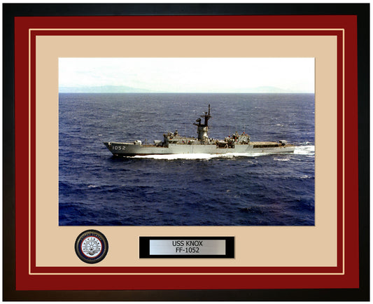 USS KNOX FF-1052 Framed Navy Ship Photo Burgundy