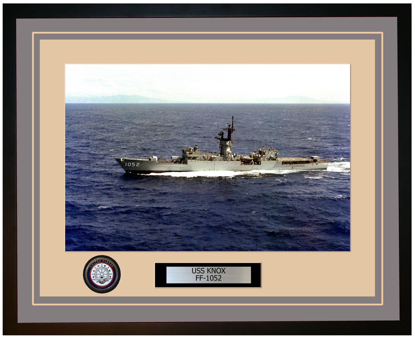 USS KNOX FF-1052 Framed Navy Ship Photo Grey