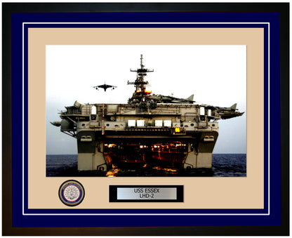 USS Essex LHD-2 Framed Navy Ship Photo Blue
