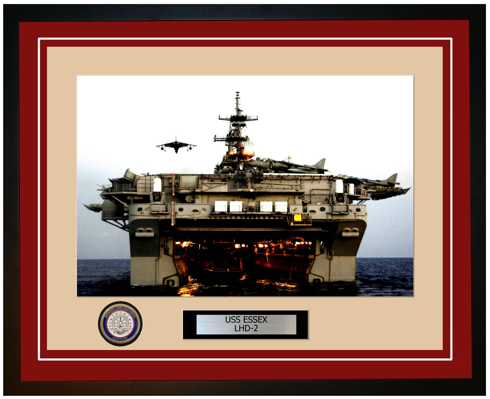 USS Essex LHD-2 Framed Navy Ship Photo Burgundy