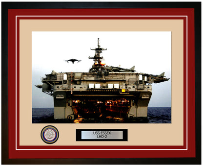 USS Essex LHD-2 Framed Navy Ship Photo Burgundy