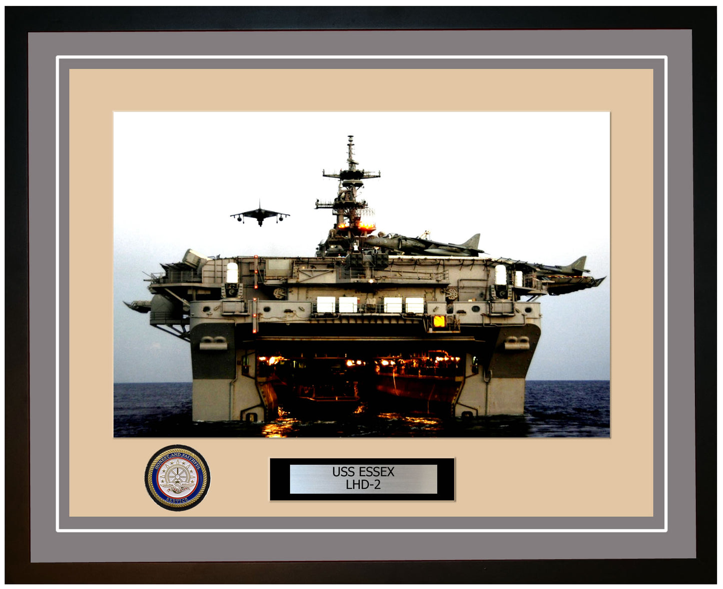 USS Essex LHD-2 Framed Navy Ship Photo Grey