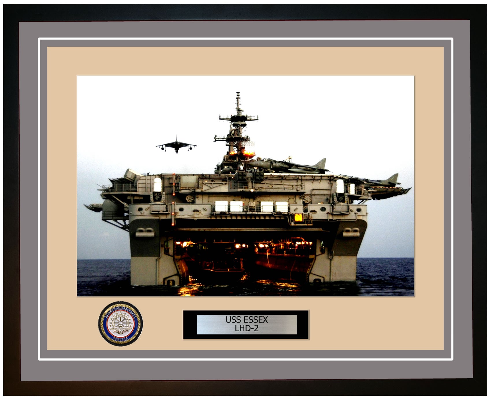 USS Essex LHD-2 Framed Navy Ship Photo Grey
