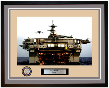 USS Essex LHD-2 Framed Navy Ship Photo Grey