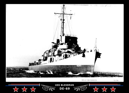 USS Blessman DE-69 Canvas Photo Print