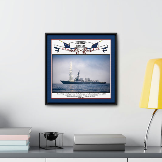 USS Dewey DDG-105 Navy Floating Frame Photo Desk View