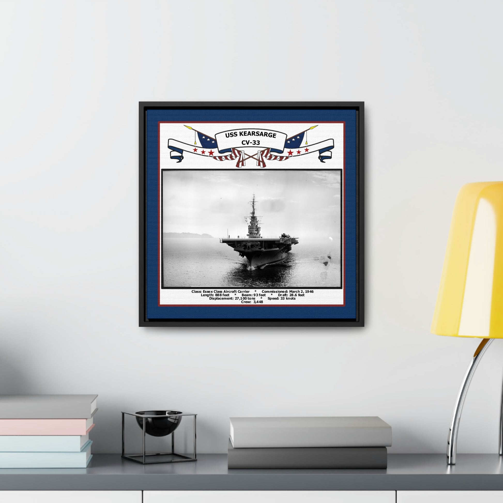 USS Kearsarge CV-33 Navy Floating Frame Photo Desk View