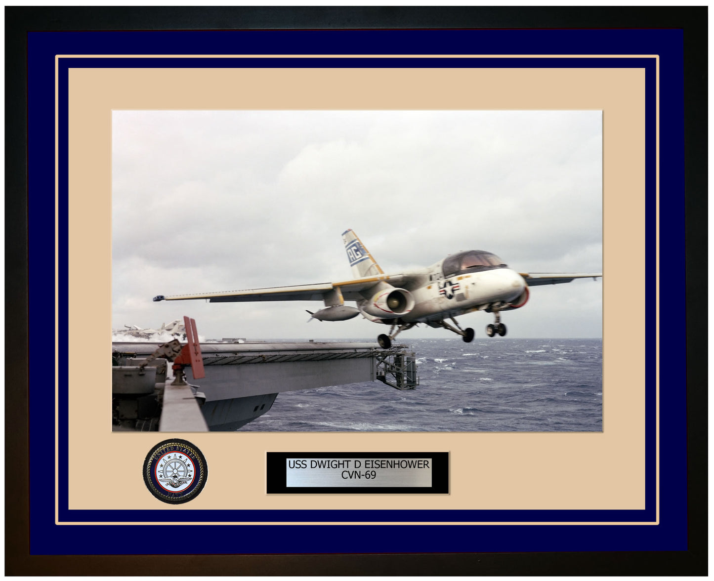 USS DWIGHT D EISENHOWER CVN-69 Framed Navy Ship Photo Blue