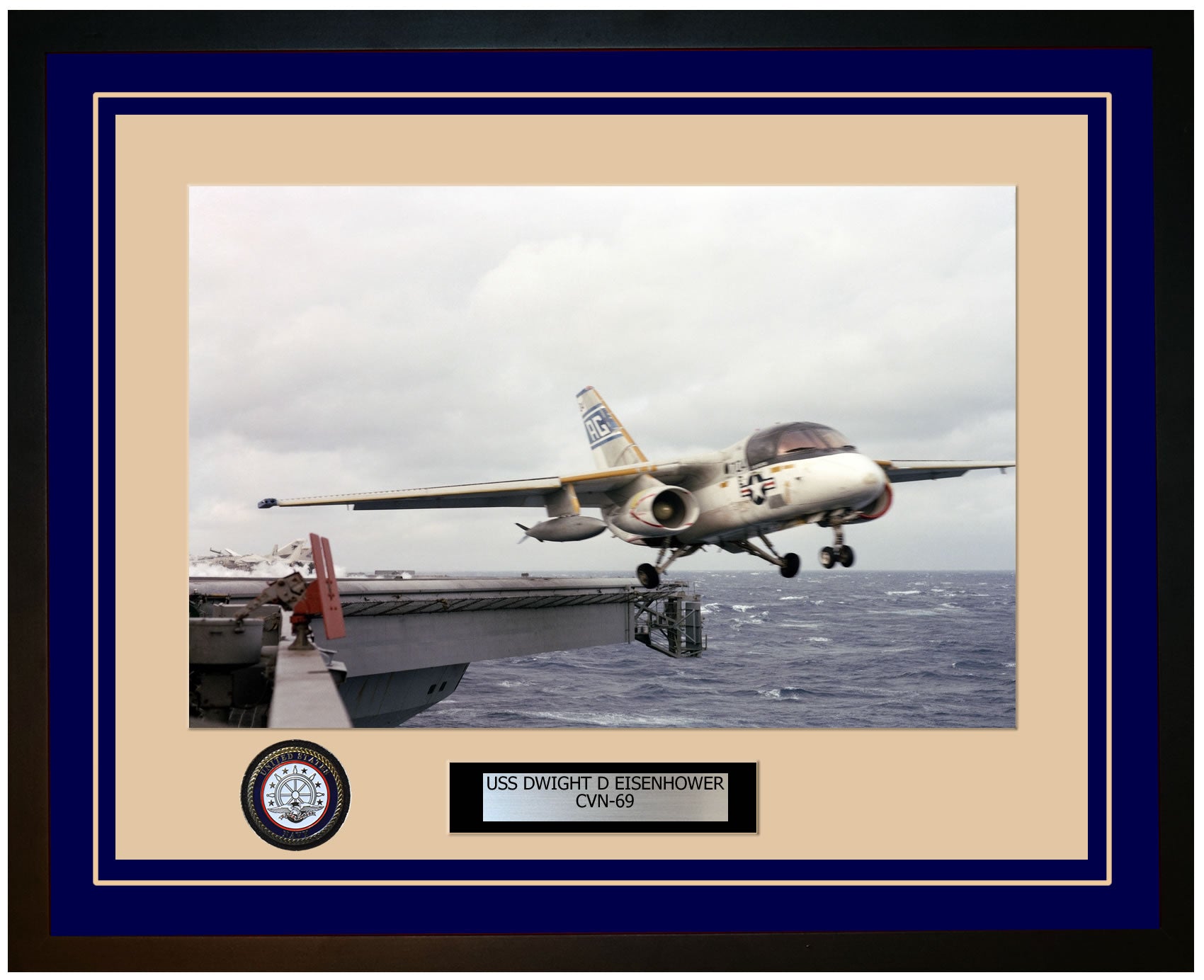 USS DWIGHT D EISENHOWER CVN-69 Framed Navy Ship Photo Blue