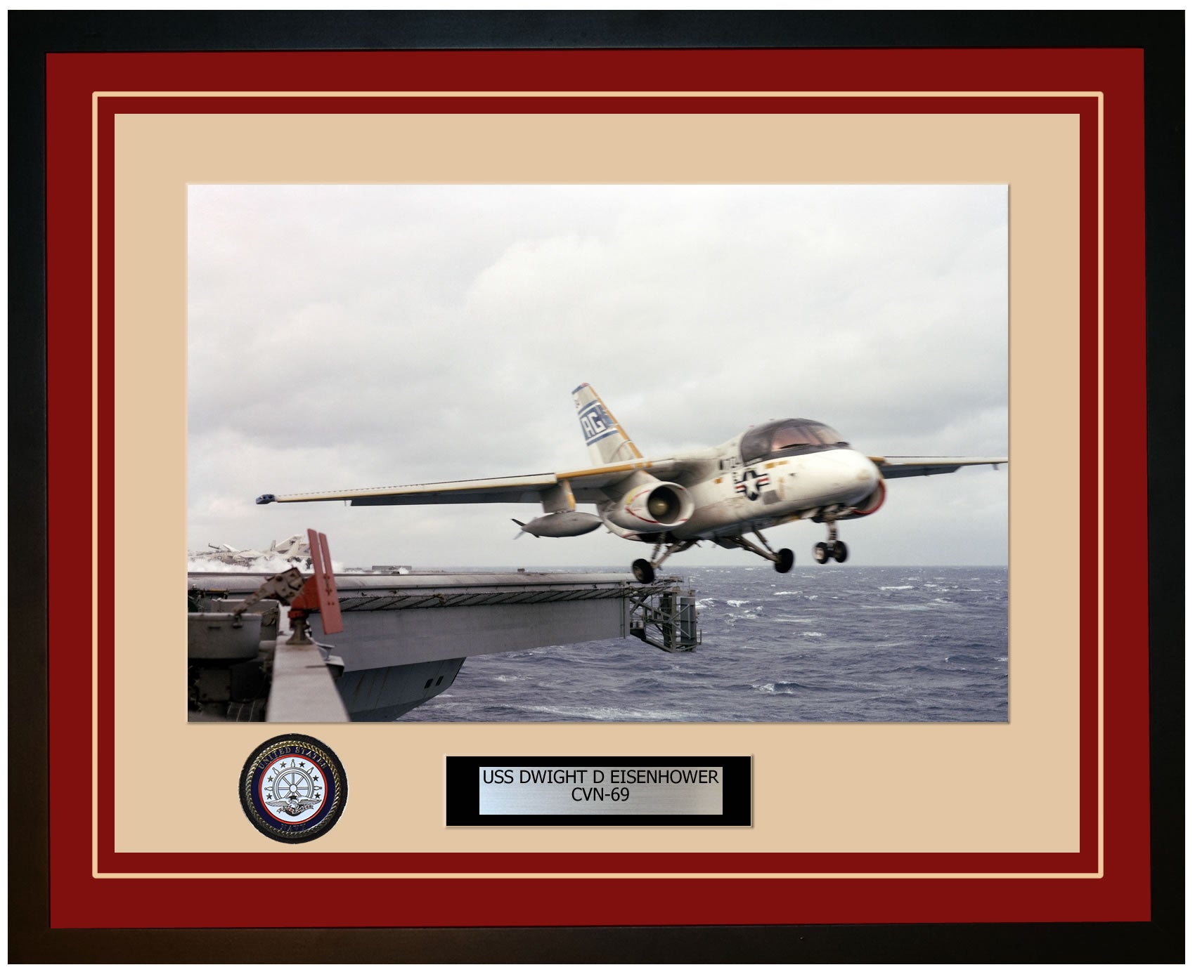 USS DWIGHT D EISENHOWER CVN-69 Framed Navy Ship Photo Burgundy