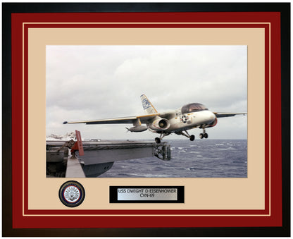 USS DWIGHT D EISENHOWER CVN-69 Framed Navy Ship Photo Burgundy