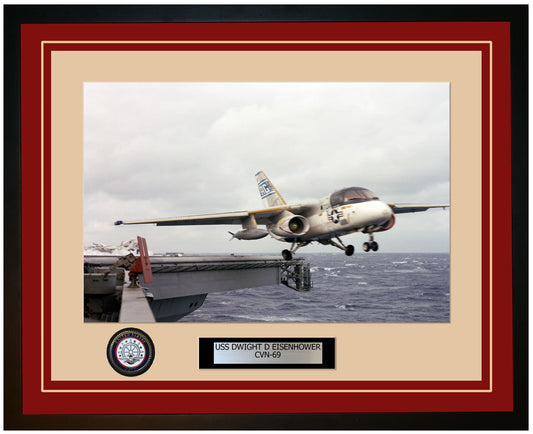 USS DWIGHT D EISENHOWER CVN-69 Framed Navy Ship Photo Burgundy