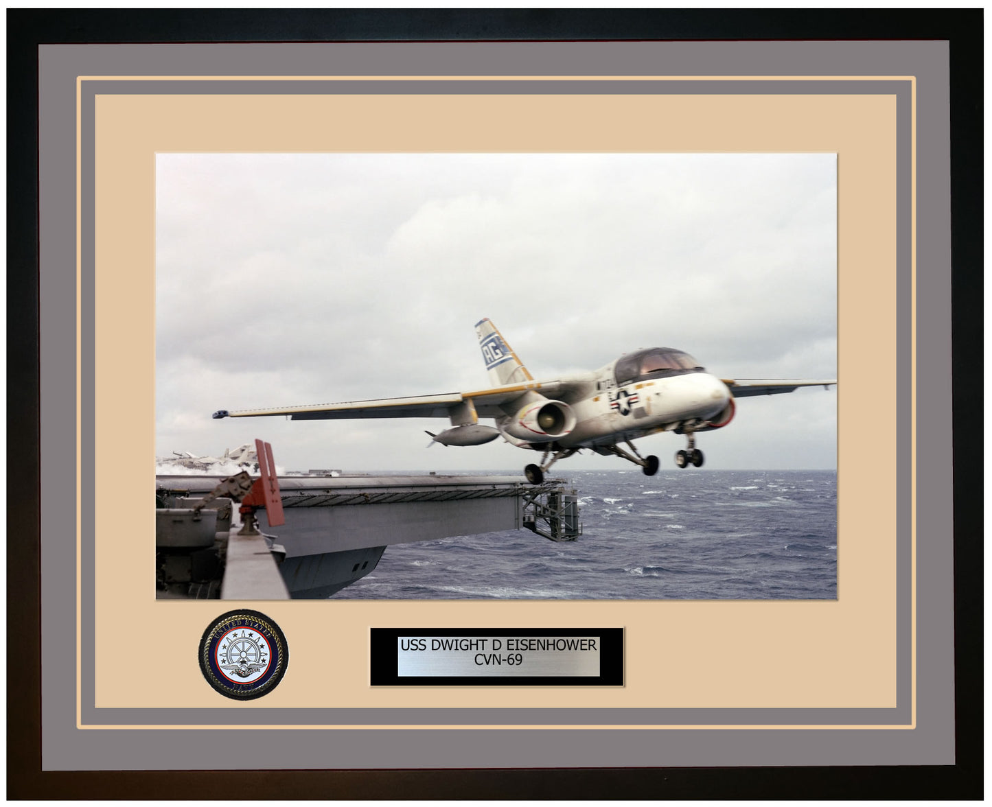 USS DWIGHT D EISENHOWER CVN-69 Framed Navy Ship Photo Grey