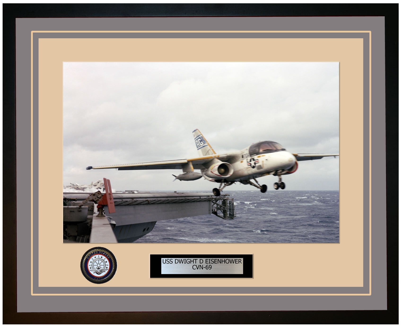 USS DWIGHT D EISENHOWER CVN-69 Framed Navy Ship Photo Grey