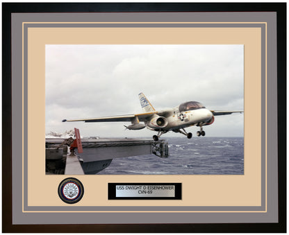 USS DWIGHT D EISENHOWER CVN-69 Framed Navy Ship Photo Grey