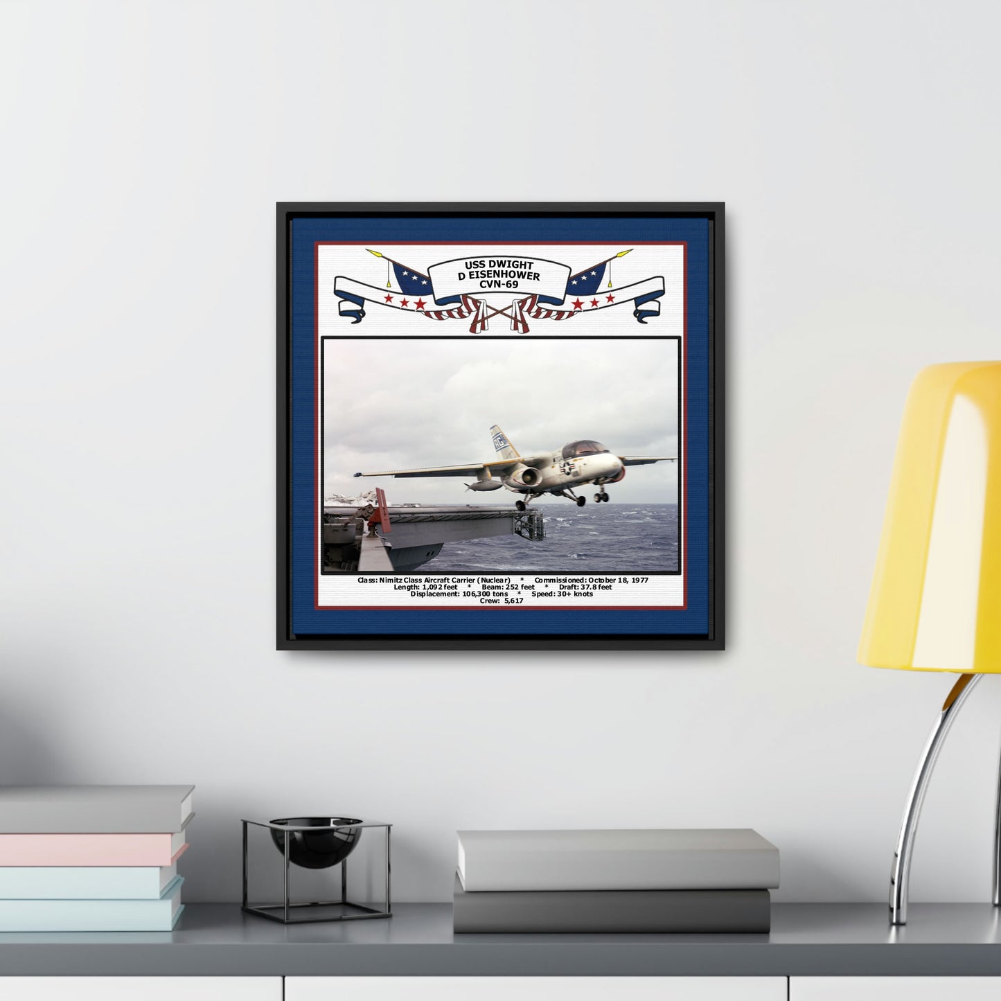 USS Dwight D Eisenhower CVN-69 Navy Floating Frame Photo Desk View