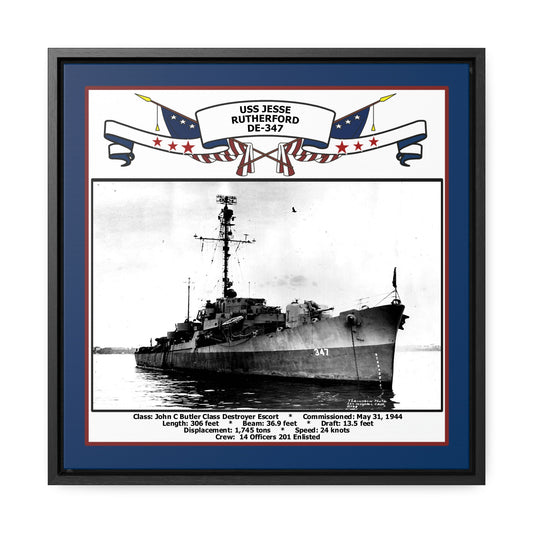 USS Jesse Rutherford DE-347 Navy Floating Frame Photo Front View
