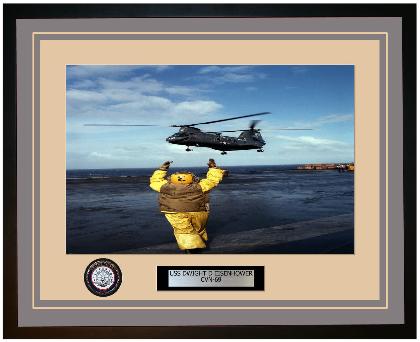 USS DWIGHT D EISENHOWER CVN-69 Framed Navy Ship Photo Grey