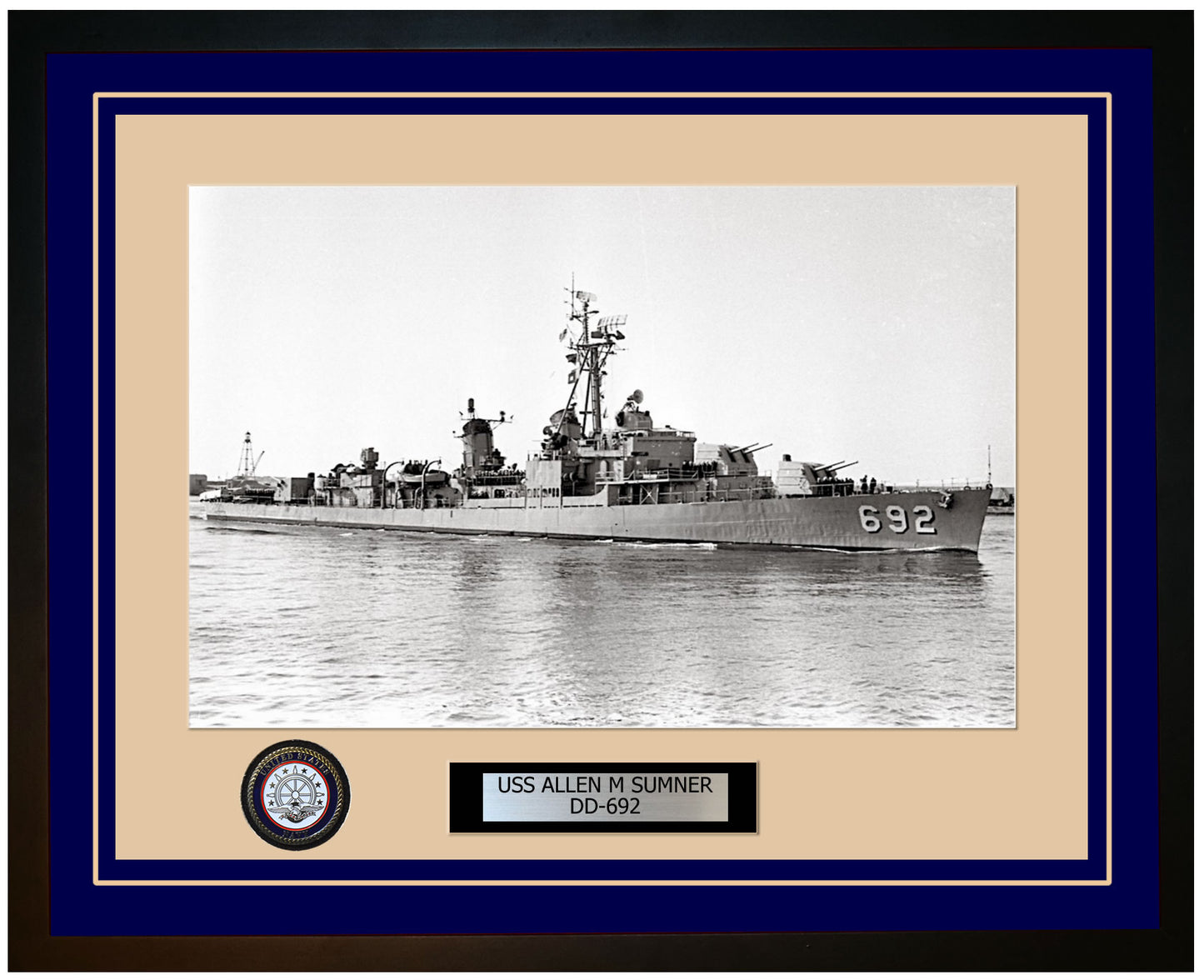 USS ALLEN M SUMNER DD-692 Framed Navy Ship Photo Blue
