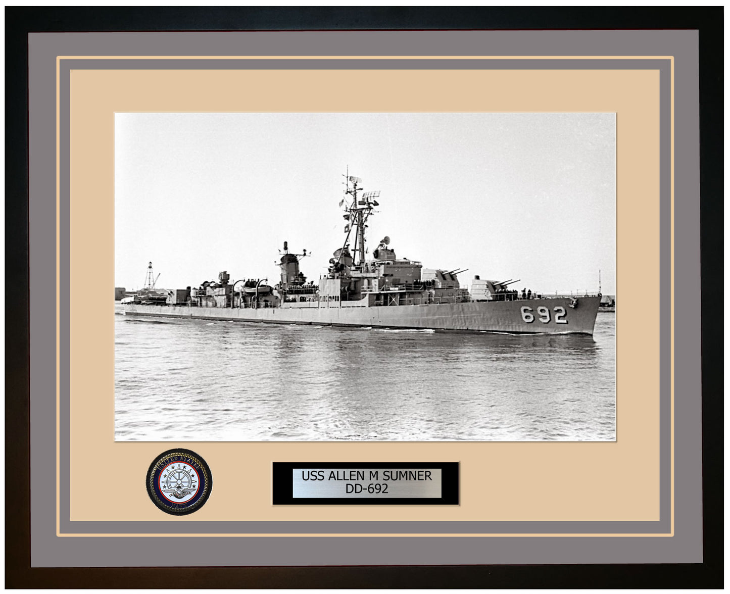 USS ALLEN M SUMNER DD-692 Framed Navy Ship Photo Grey