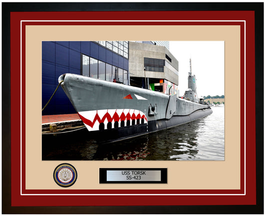 USS Torsk SS-423 Framed Navy Ship Photo Burgundy
