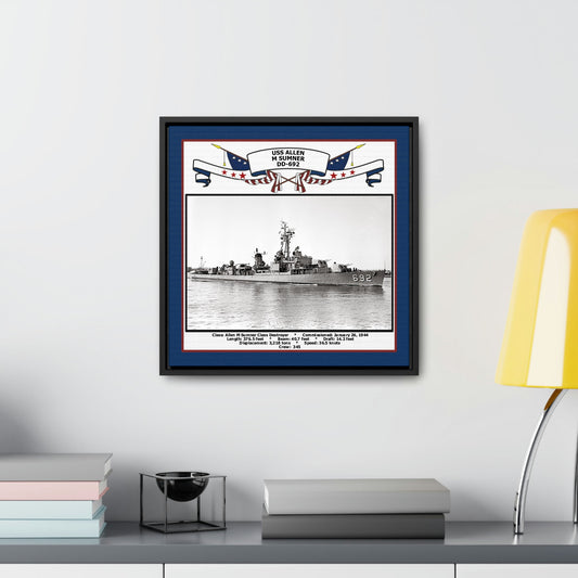 USS Allen M Sumner DD-692 Navy Floating Frame Photo Desk View