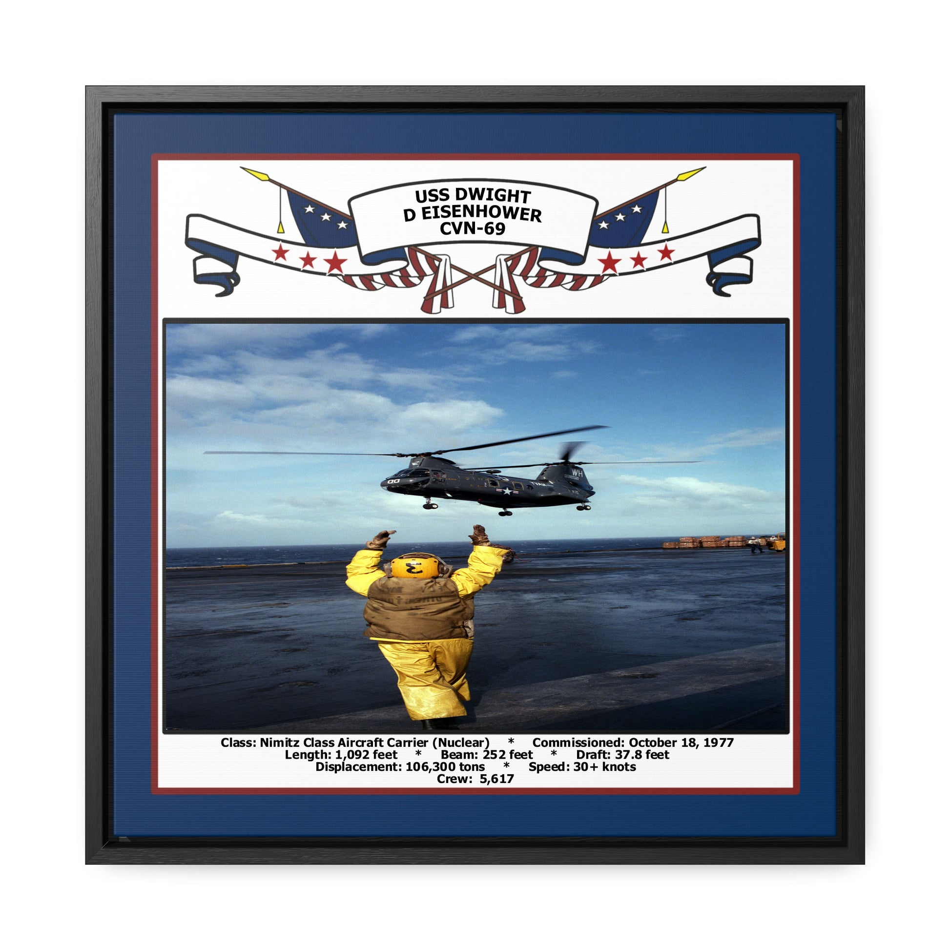 USS Dwight D Eisenhower CVN-69 Navy Floating Frame Photo Front View