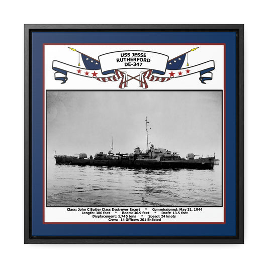 USS Jesse Rutherford DE-347 Navy Floating Frame Photo Front View
