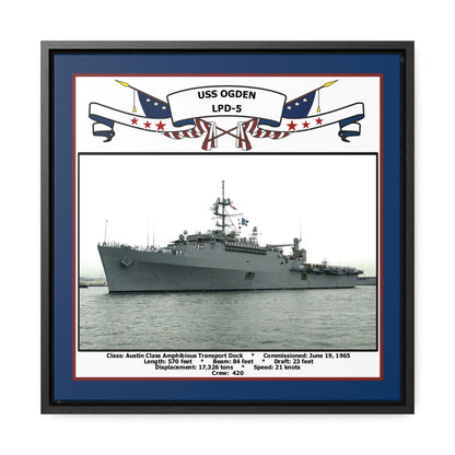 USS Ogden LPD-5 Navy Floating Frame Photo Front View