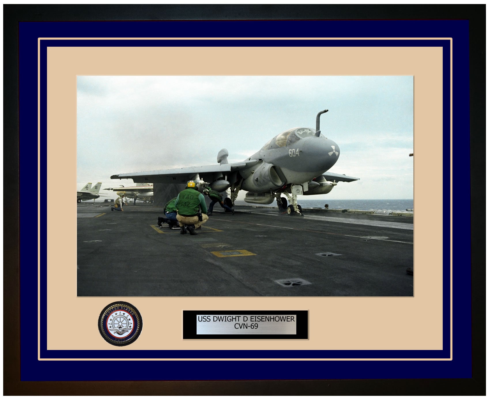 USS DWIGHT D EISENHOWER CVN-69 Framed Navy Ship Photo Blue