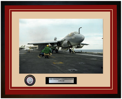 USS DWIGHT D EISENHOWER CVN-69 Framed Navy Ship Photo Burgundy