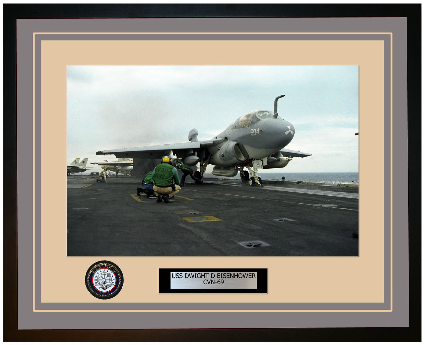 USS DWIGHT D EISENHOWER CVN-69 Framed Navy Ship Photo Grey