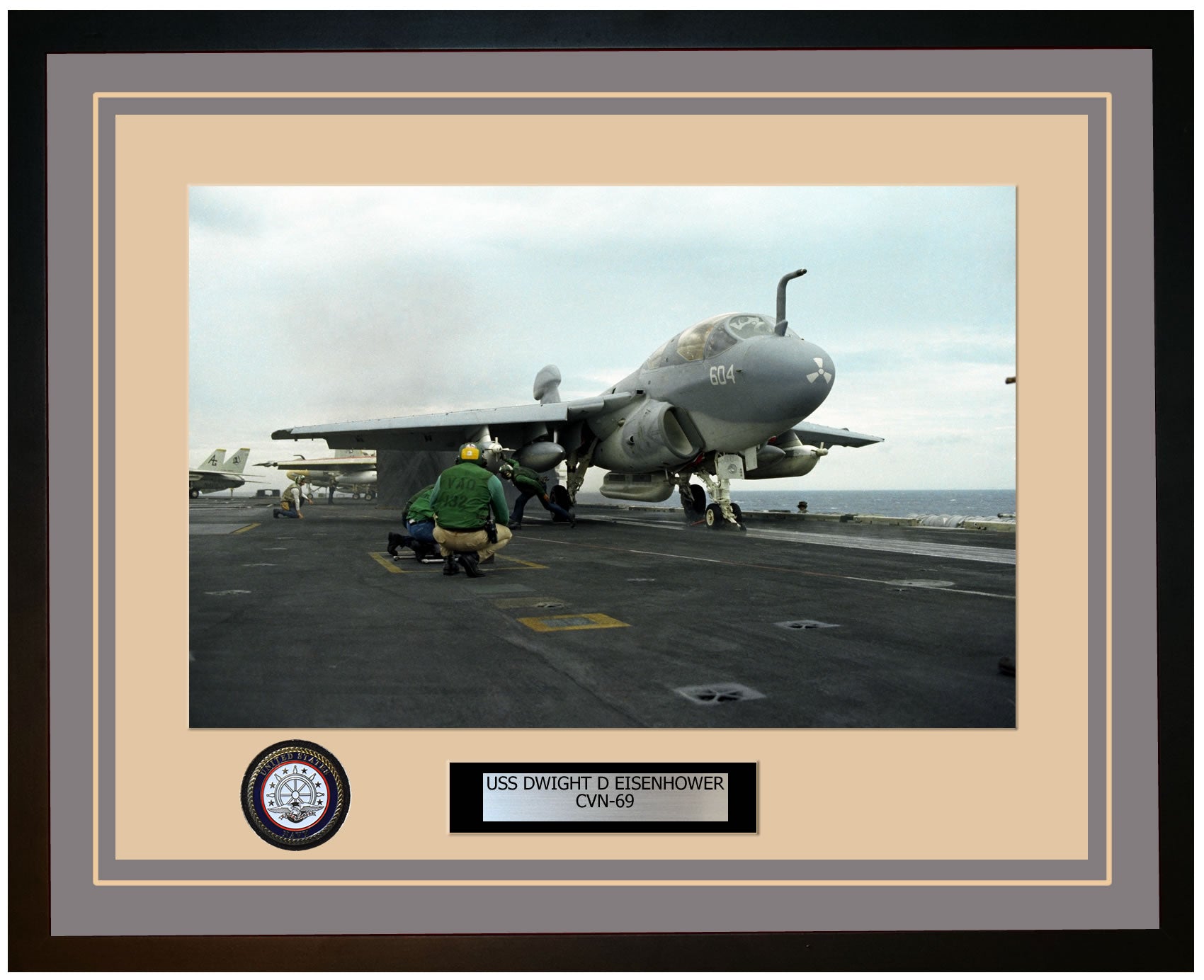 USS DWIGHT D EISENHOWER CVN-69 Framed Navy Ship Photo Grey